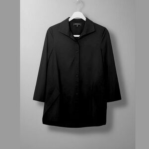 Lafayette 148 NY Women’s P Black Minimalist Tunic Top Architectural Laggenlook